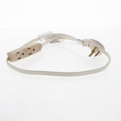 Leviton White Low Profile 3-Outlet Extension Cord 3' 15A 125V Only 1/2" Thick