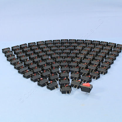 Leviton Black /Red Snap-In Mini Rocker Panel Switch On/Off 20A SPST Micro 100pcs