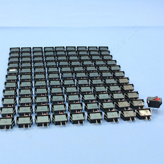 Leviton HB001-1 Black SPST w/ Red Snap-In Mini Rocker Switches On/Off 20A 100pcs