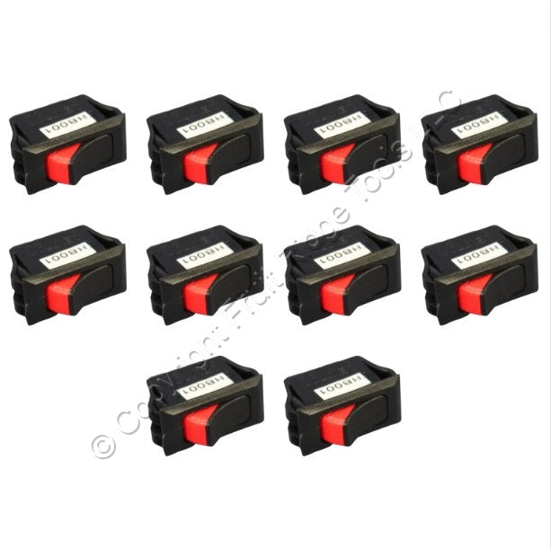 Leviton HB001 Black w/ Red Switch Snap-In Mini Rocker Panel Switches On/Off 10pk