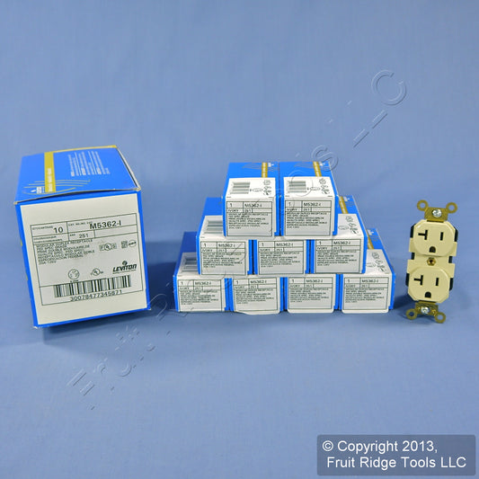 10 Leviton Ivory LEV-LOK Industrial Receptacles Duplex Outlets 20A M5362-I