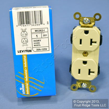 Leviton Ivory LEV-LOK Industrial Receptacle Duplex Outlet 20A M5362-I Boxed