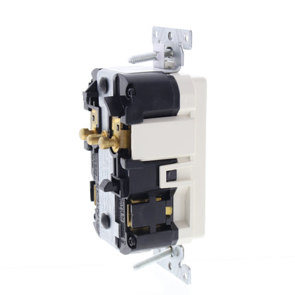 Leviton MGFN1-T Lev-Lok Light Almond Duplex Self-Test GFCI Receptacle 15A 125V