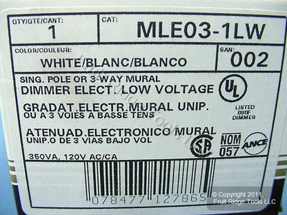Leviton MLE03-1LW White Mural Dimmer Multi-Way 350VA Electronic Low Volt Preset
