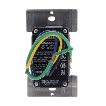 Leviton White Preset Mural Dimmer Switch Multi-Way 600VA Mag Low Volt MLM06-1LW