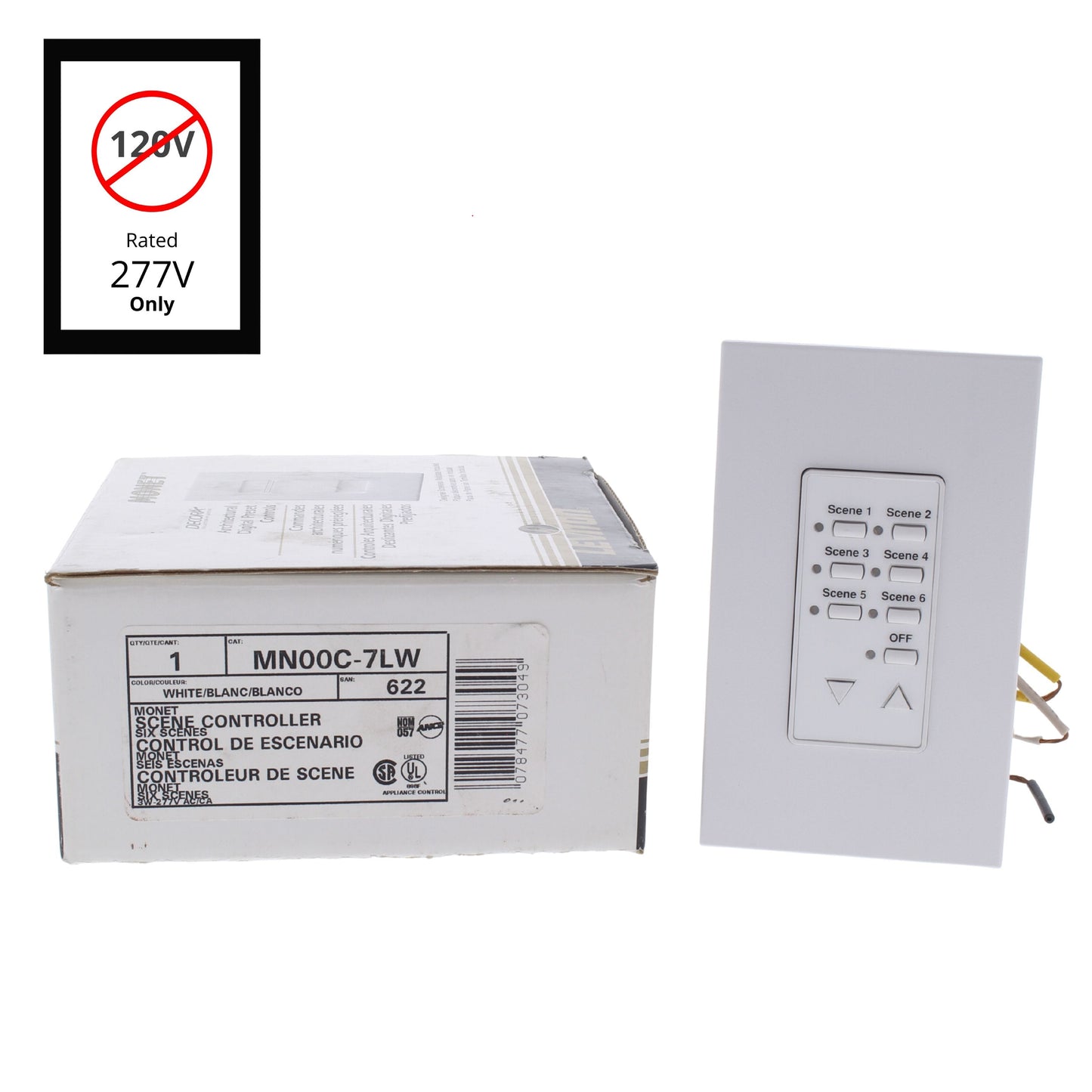 Leviton White Monet 6-Scene Dimmer Switch Controller 277V MN00C-7LW