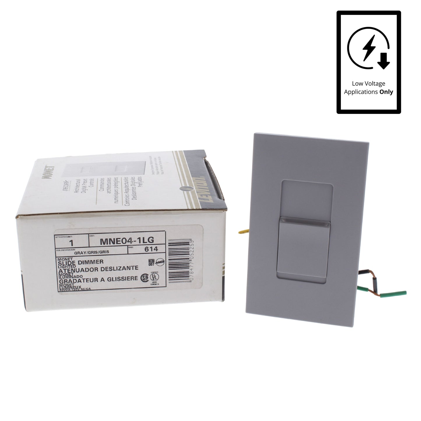 Leviton MNE04-1LG Gray Monet Slide Light Dimmer 400VA Electronic Low Voltage