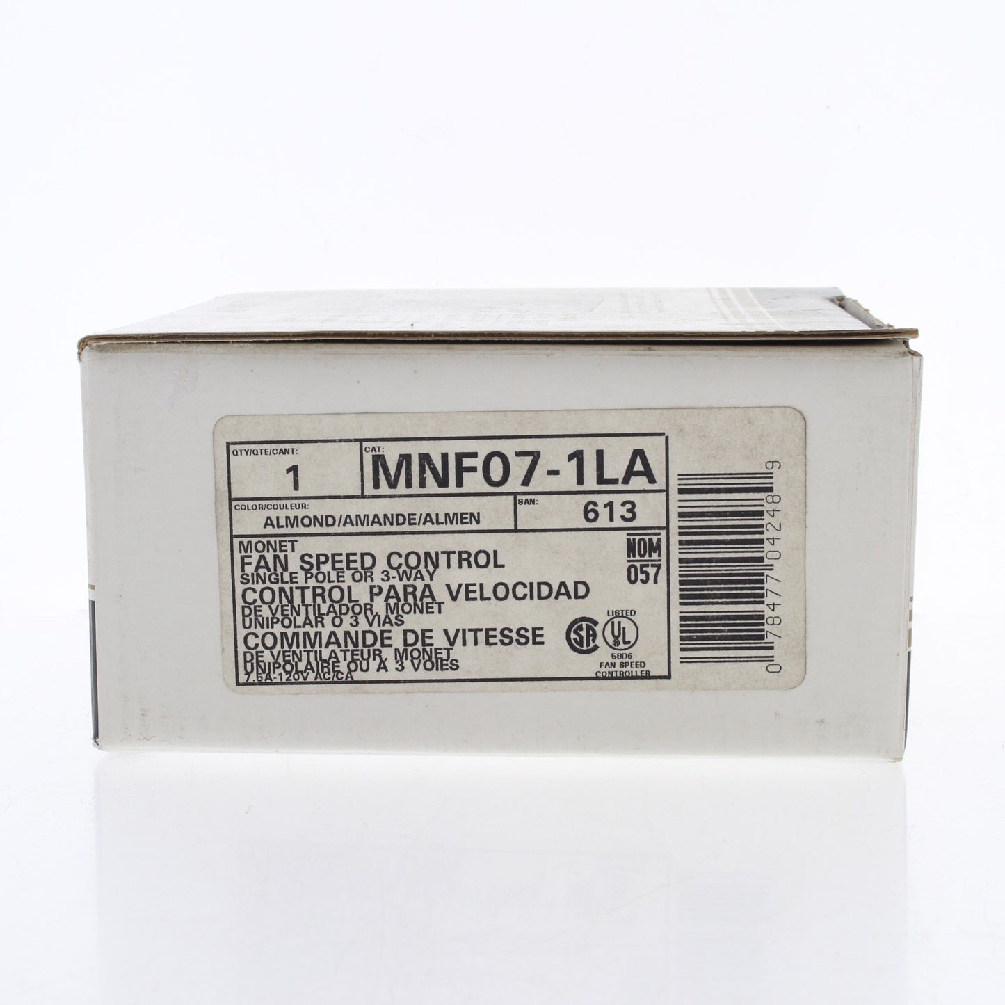Leviton MNF07-1LA Almond Monet Slide Ceiling Fan Speed Control 120V 7.5A