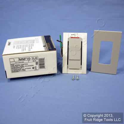 Leviton MNF10-1LG Gray Monet Slide Ceiling Fan Speed Control 120V 10A