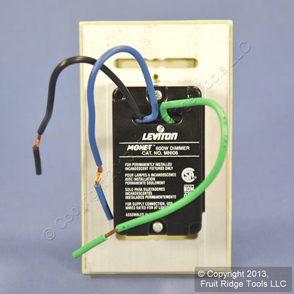 Leviton MNI06-10I Ivory Monet Slide Dimmer Switch 600W Incandescent