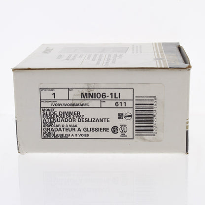 Leviton MNI06-1LI Ivory Monet Slide Light Dimmer Switch 600W Incandescent