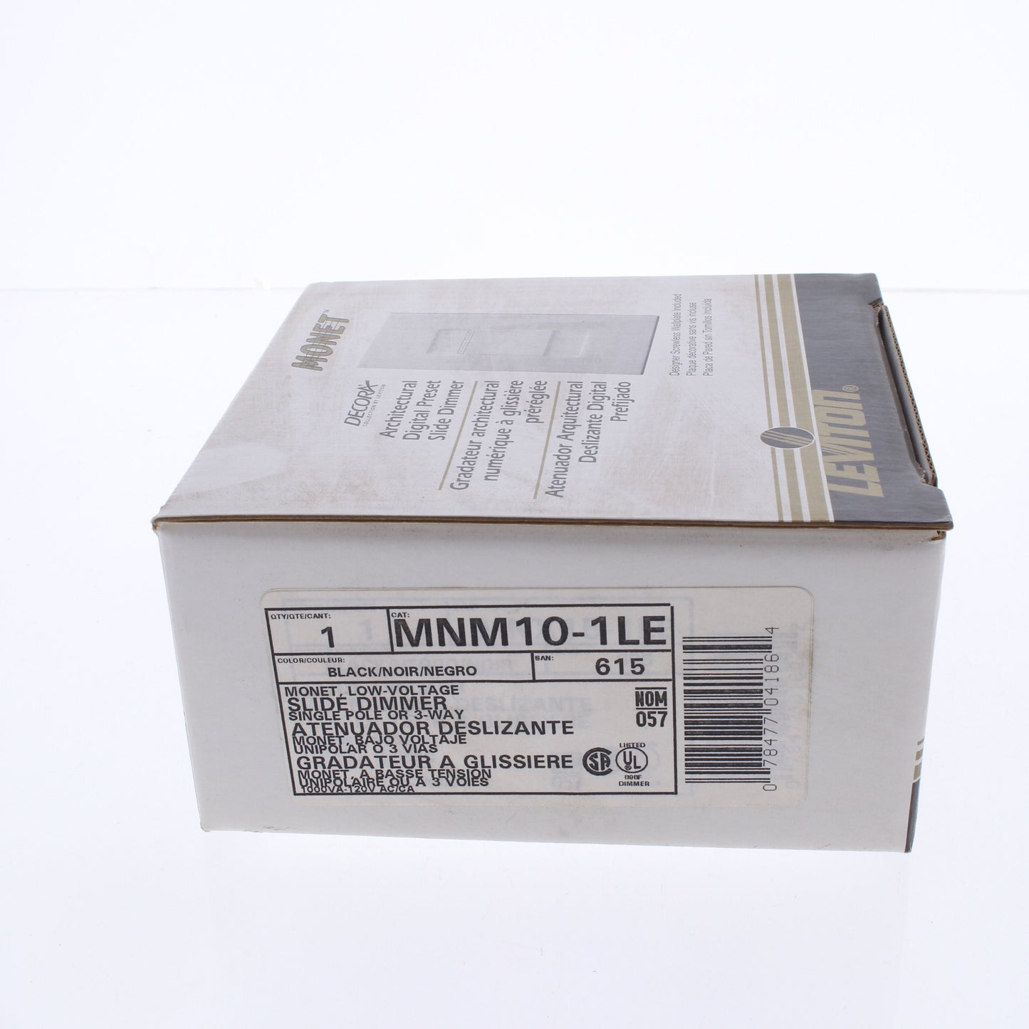 Leviton MNM10-1LE Black Monet Magnetic Low Voltage Light Dimmer Switch 1000VA