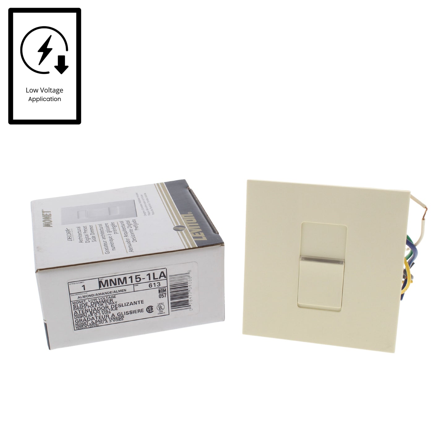 Leviton MNM15-1LA Almond Monet Magnetic Low Voltage Light Dimmer 1500VA 1125W