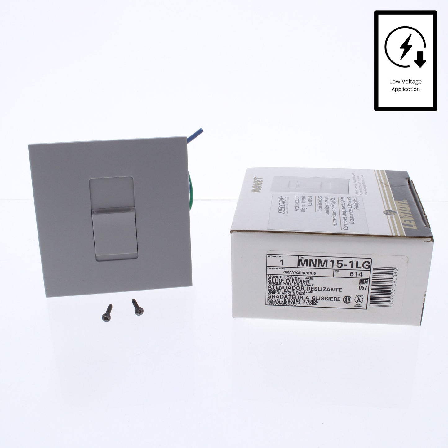 Leviton Gray Monet Magnetic Low Volt Light Dimmer Switch 1500VA 1125W MNM15-1LG