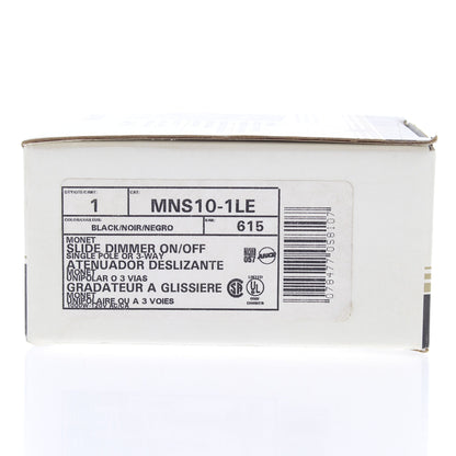 Leviton MNS10-1LE Black Monet Push On/Off Non-Dimming Switch 1000VA Low Voltage