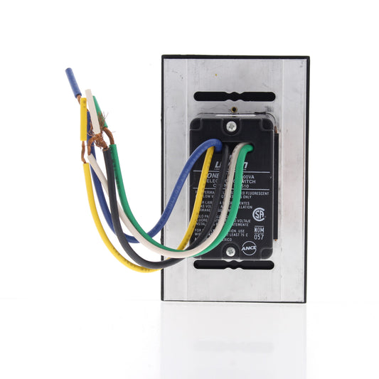 Leviton MNS10-1LE Black Monet Push On/Off Non-Dimming Switch 1000VA Low Voltage