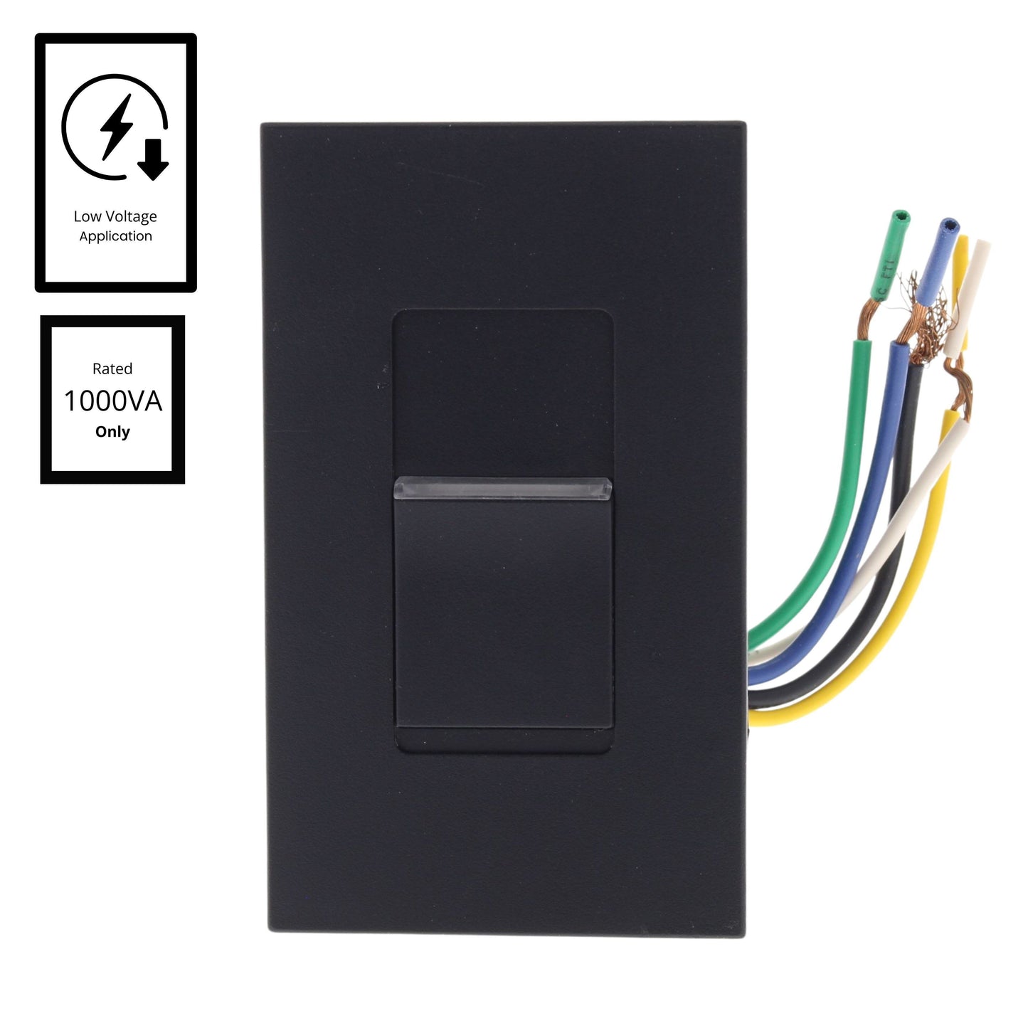 Leviton MNS10-1LE Black Monet Push On/Off Non-Dimming Switch 1000VA Low Voltage