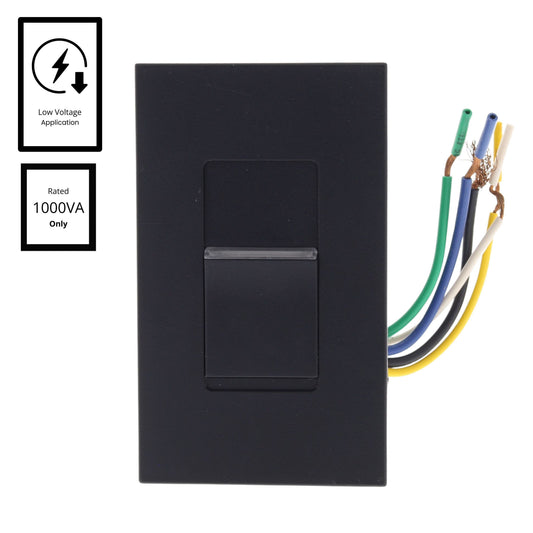 Leviton MNS10-1LE Black Monet Push On/Off Non-Dimming Switch 1000VA Low Voltage
