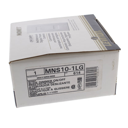 Leviton MNS10-1LG Gray Scene Monet On/Off Non-Dimming Switch Narrow Fin 1000VA
