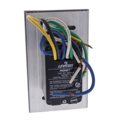 Leviton MNS10-1LG Gray Scene Monet On/Off Non-Dimming Switch Narrow Fin 1000VA
