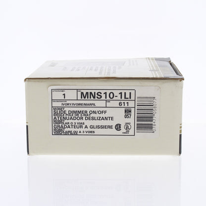 Leviton MNS10-1LI Ivory Monet Push On/Off Non-Dimming Switch 1000VA Low Voltage