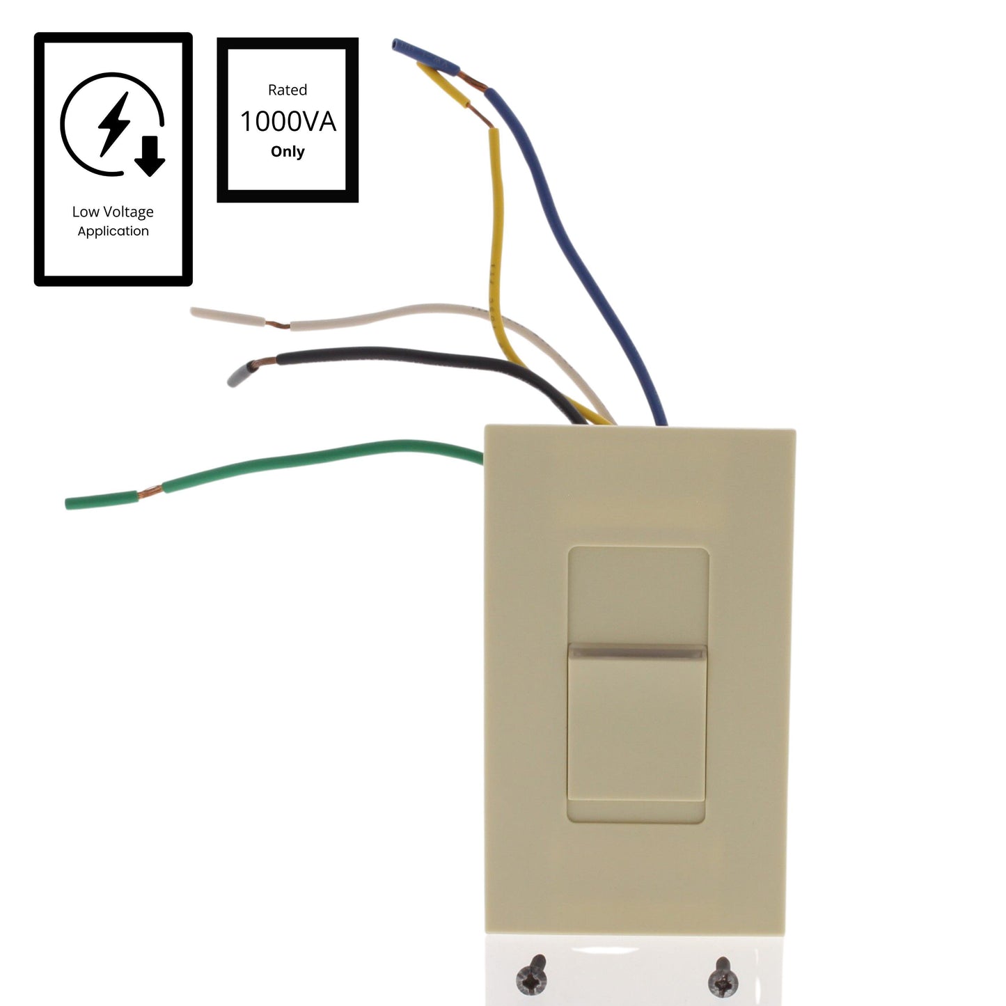 Leviton MNS10-1LI Ivory Monet Push On/Off Non-Dimming Switch 1000VA Low Voltage