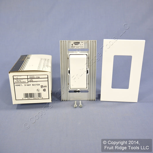 Leviton MNS20-D3W White Narrow Fin Monet 3-Way 20A Rocker Switch 120/277V 60Hz