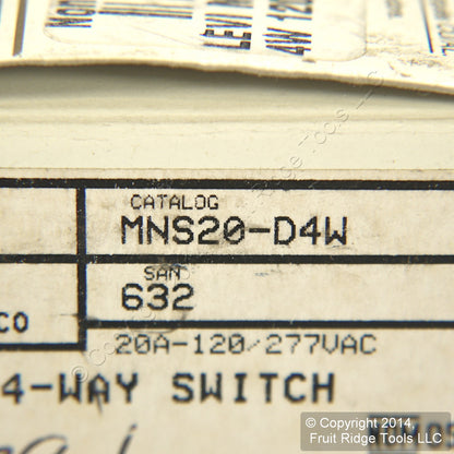Leviton MNS20-D4W White Narrow Fin Monet 4-Way Rocker Switch 20A 120/277V 60Hz