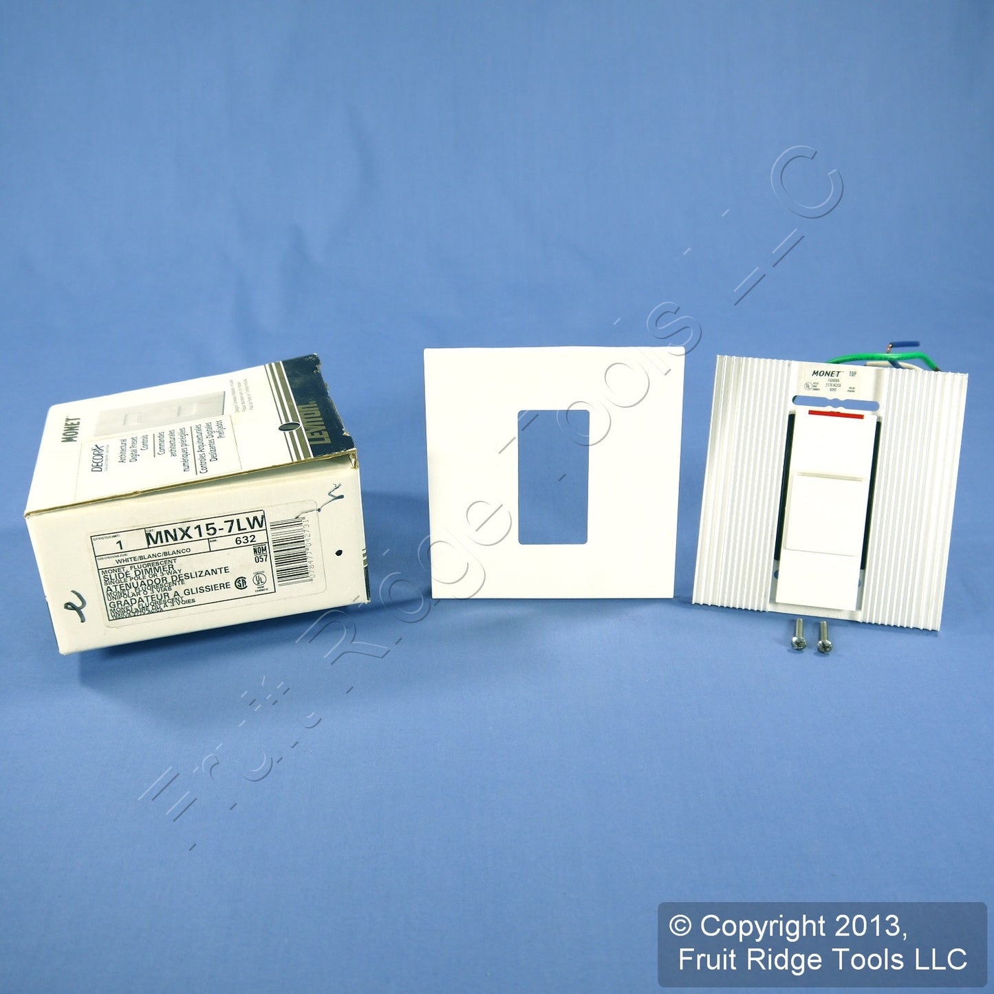 Leviton MNX15-7LW White Monet Fluorescent Slide Dimmer Light Switch 1500VA