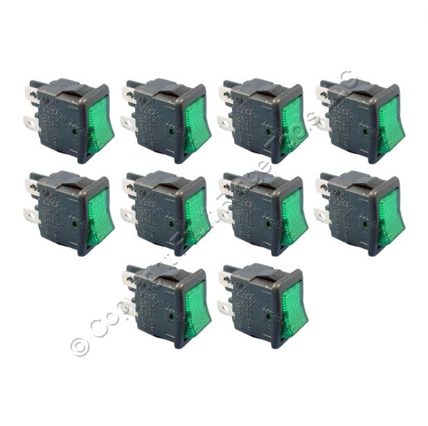 Leviton Green Pilot Light Mini Rocker Panel Switches On/Off Micro Snap-In 10pcs