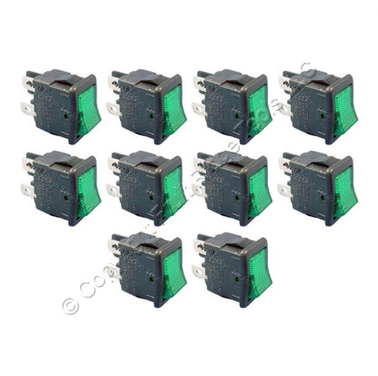 Leviton Green Pilot Light Mini Rocker Panel Switches On/Off Micro Snap-In 10pcs