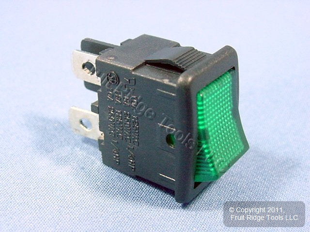 Leviton MR001 Green Pilot Light On/Off Mini Rocker Panel Switch Micro Snap-In