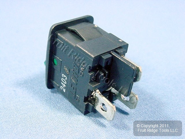 Leviton MR001 Green Pilot Light On/Off Mini Rocker Panel Switch Micro Snap-In