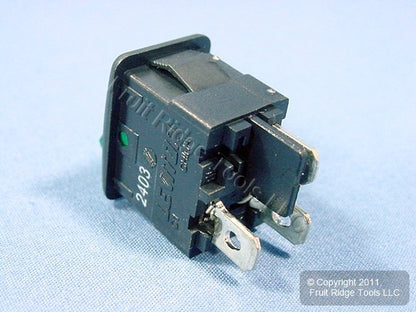 Leviton MR001 Green Pilot Light On/Off Mini Rocker Panel Switch Micro Snap-In