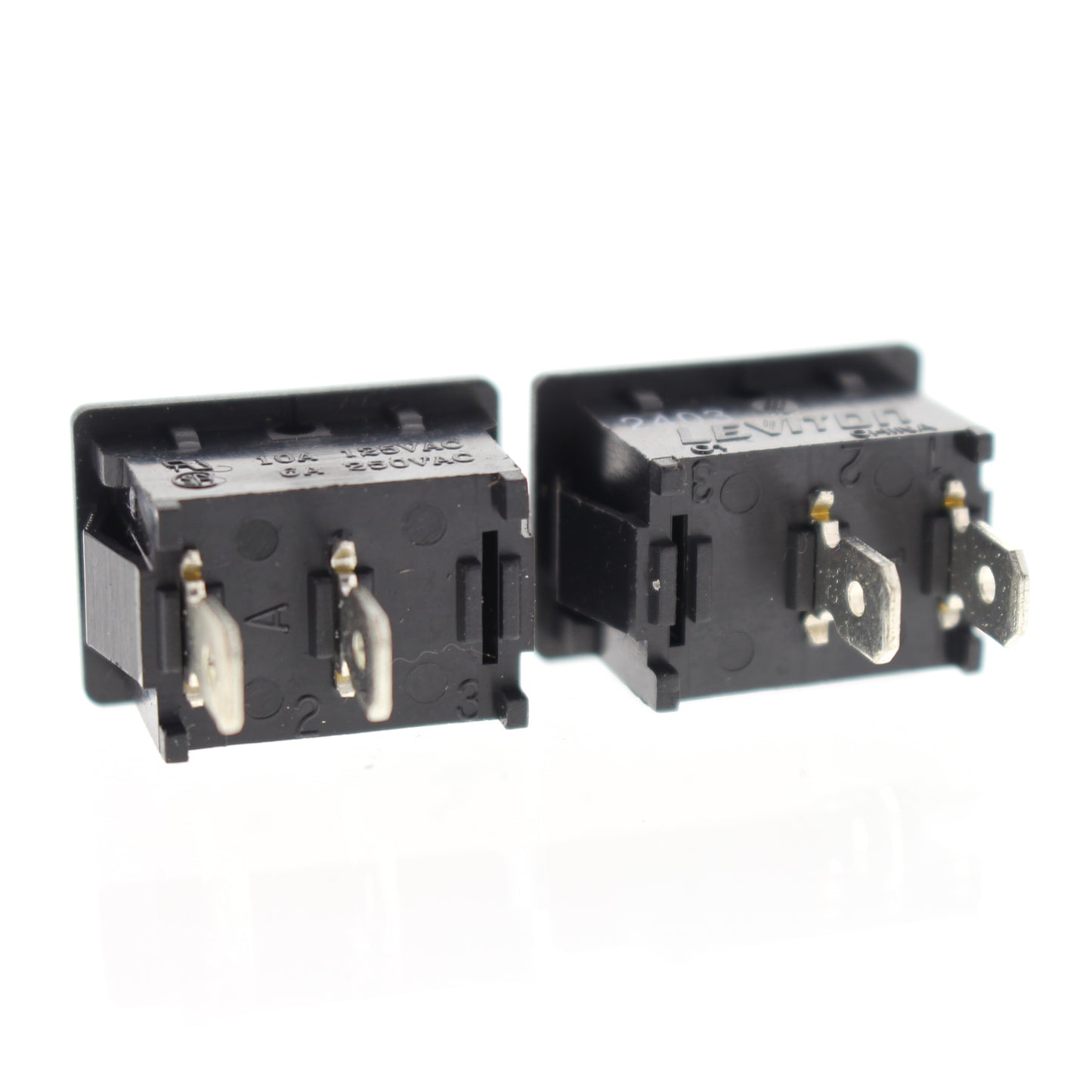 2 Leviton Black Snap-In Mini Rocker Panel Switches On/Off 10A Micro SPST MR002