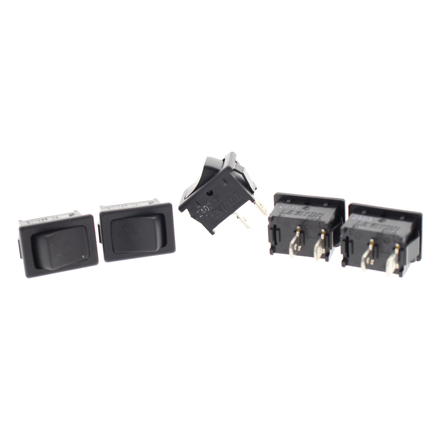 Leviton MR002 Black Snap-In Mini Rocker Panel Switch On/Off 10A Micro SPST 5pcs