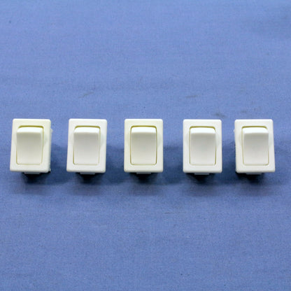 5 Leviton White Snap-In Mini Rocker Panel Switches On/Off 10A SPST Micro MR002