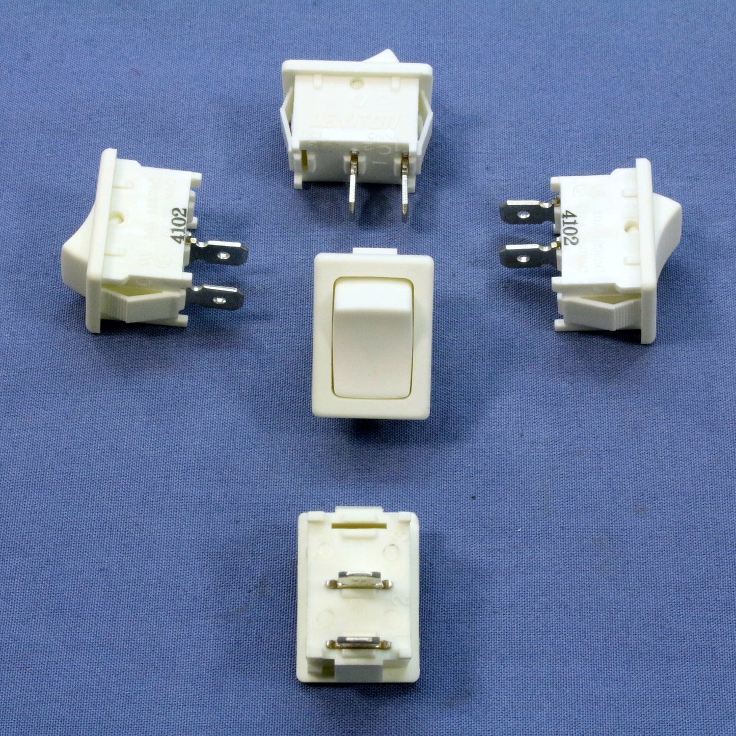 5 Leviton White Snap-In Mini Rocker Panel Switches On/Off 10A SPST Micro MR002