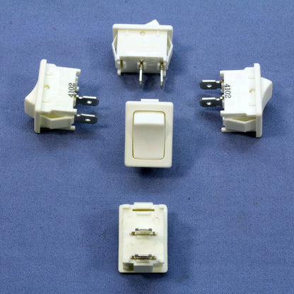 5 Leviton White Snap-In Mini Rocker Panel Switches On/Off 10A SPST Micro MR002