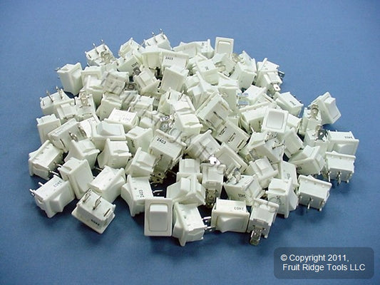 Leviton MR002 White Snap-In Mini Rocker Panel Switch On/Off 10A 125V SPST 100pcs