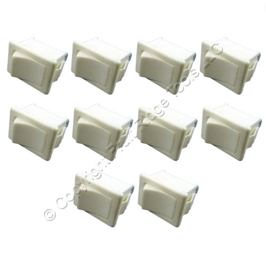 10 Leviton White Snap-In Mini Rocker Panel Switches On/Off 10A 125V SPDT Micro