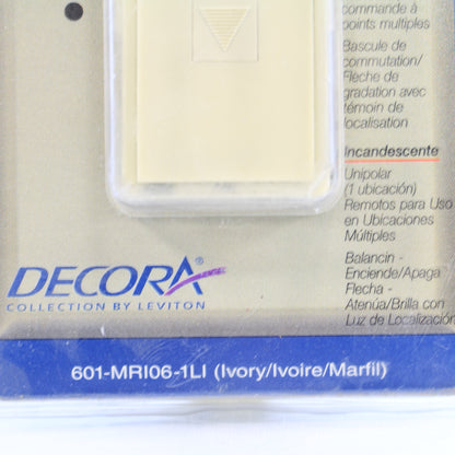 Leviton MRI06-1LI Ivory Mural Decora Light Dimmer Switch Multi-Way 600W Preset