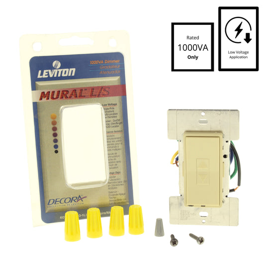Leviton MRM10-1LI Ivory Dimmer Switch MultiWay Magnetic Low Voltage 1000VA