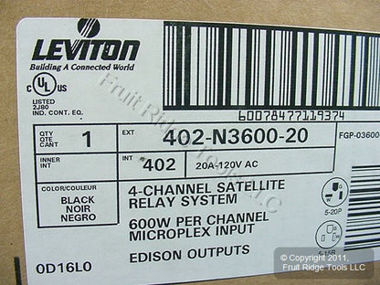 Leviton Satellite 4-Channel Portable Relay Pack Micro-Plex 600W N3600-20