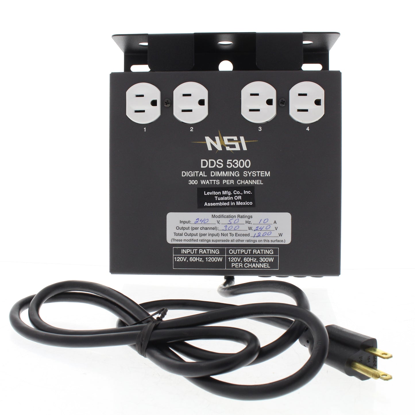 Leviton 4-Channel Black N5300-9 Satellite Dimmer Pack 300W Channel 15A 240V