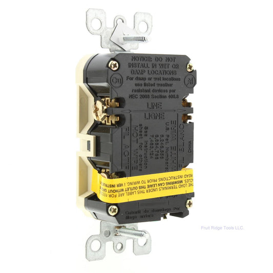 Leviton N7599-HGI Ivory Hospital Grade Slim GFCI Wallplate 15A-125V Receptacle