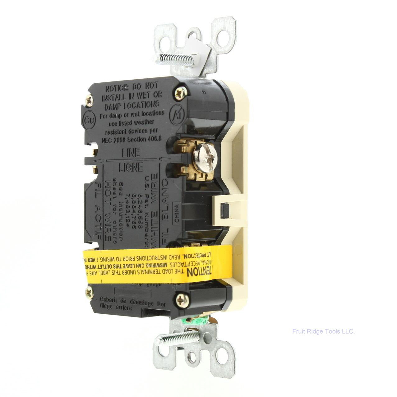 Leviton N7599-HGI Ivory Hospital Grade Slim GFCI Wallplate 15A-125V Receptacle