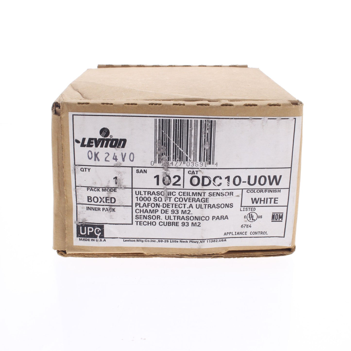 Leviton ODC10-U0W White Ultrasonic 180� Ceiling Occupancy Motion Sensor 1000 Ft�