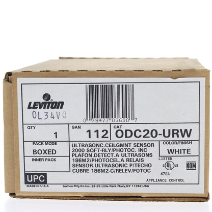 Leviton ODC10-URW White Ultrasonic 180�Ceiling Occupancy Motion Sensor 1000 sft