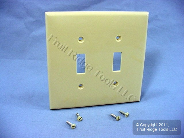 Leviton PJ2-I Ivory 2-Gang Toggle Switch Unbreakable Nylon Midway Wallplate